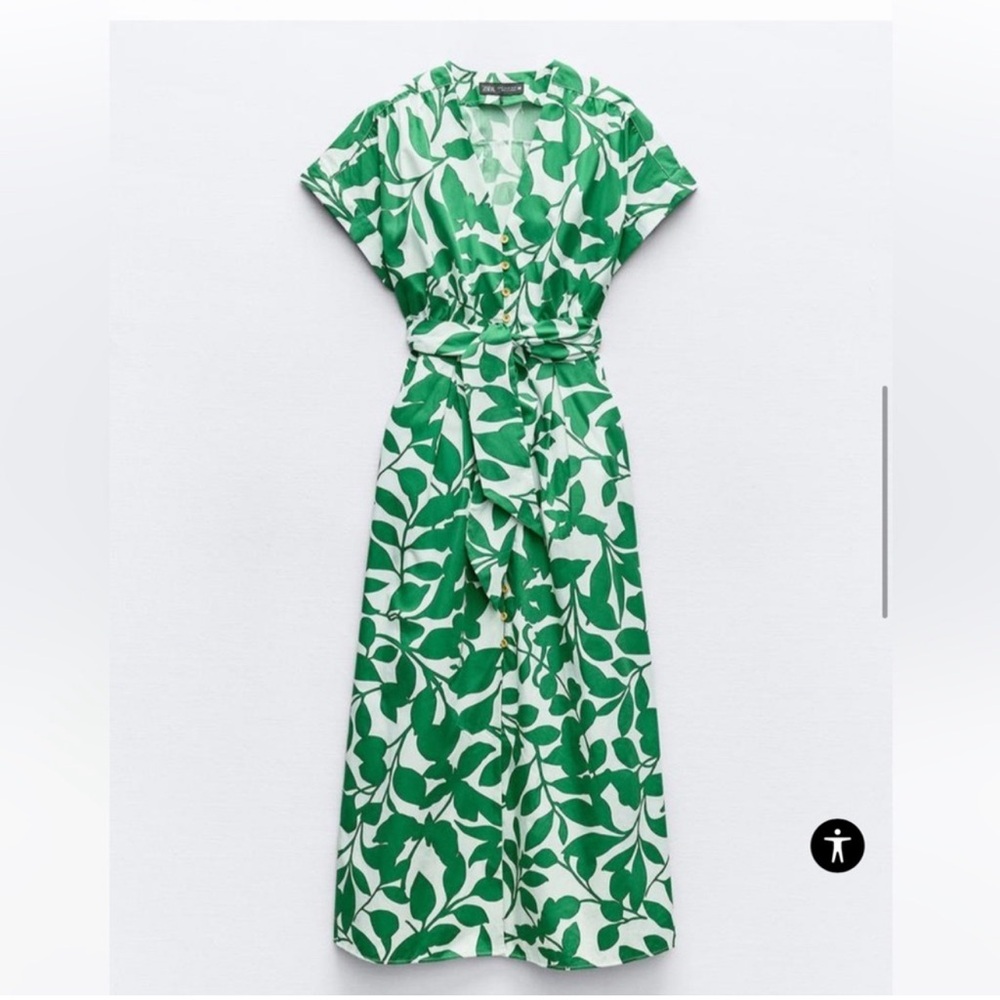 NWT ZARA BELTED PRINTED MAXI DRESS - Picture 3 of 6